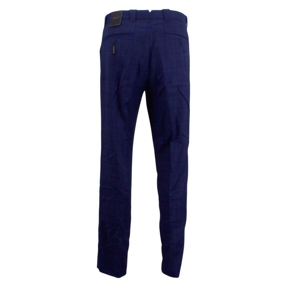 The Mens Store Bloomingdales Dress Pants Classic Fit Tonal-Check Wool Navy 33x32 - Picture 3 of 8